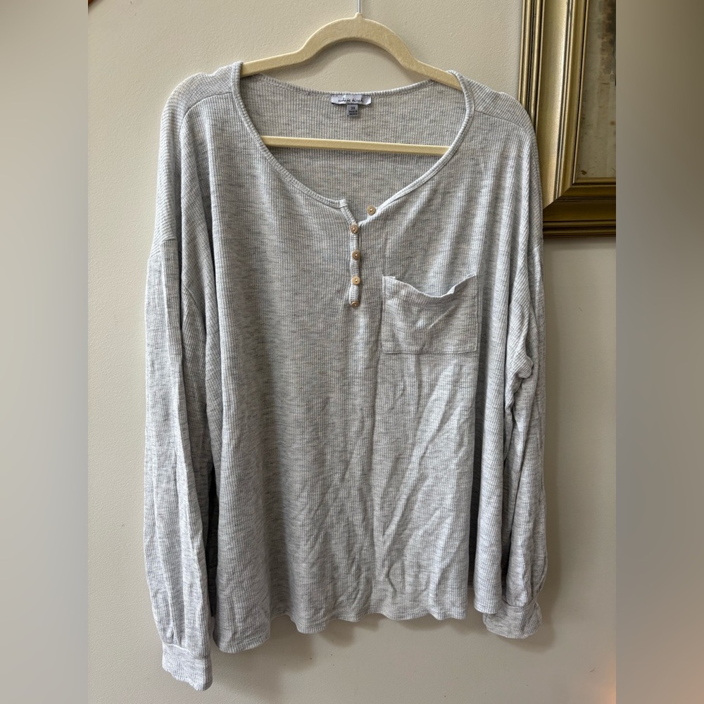 White Birch Heather Gray Knit Top
